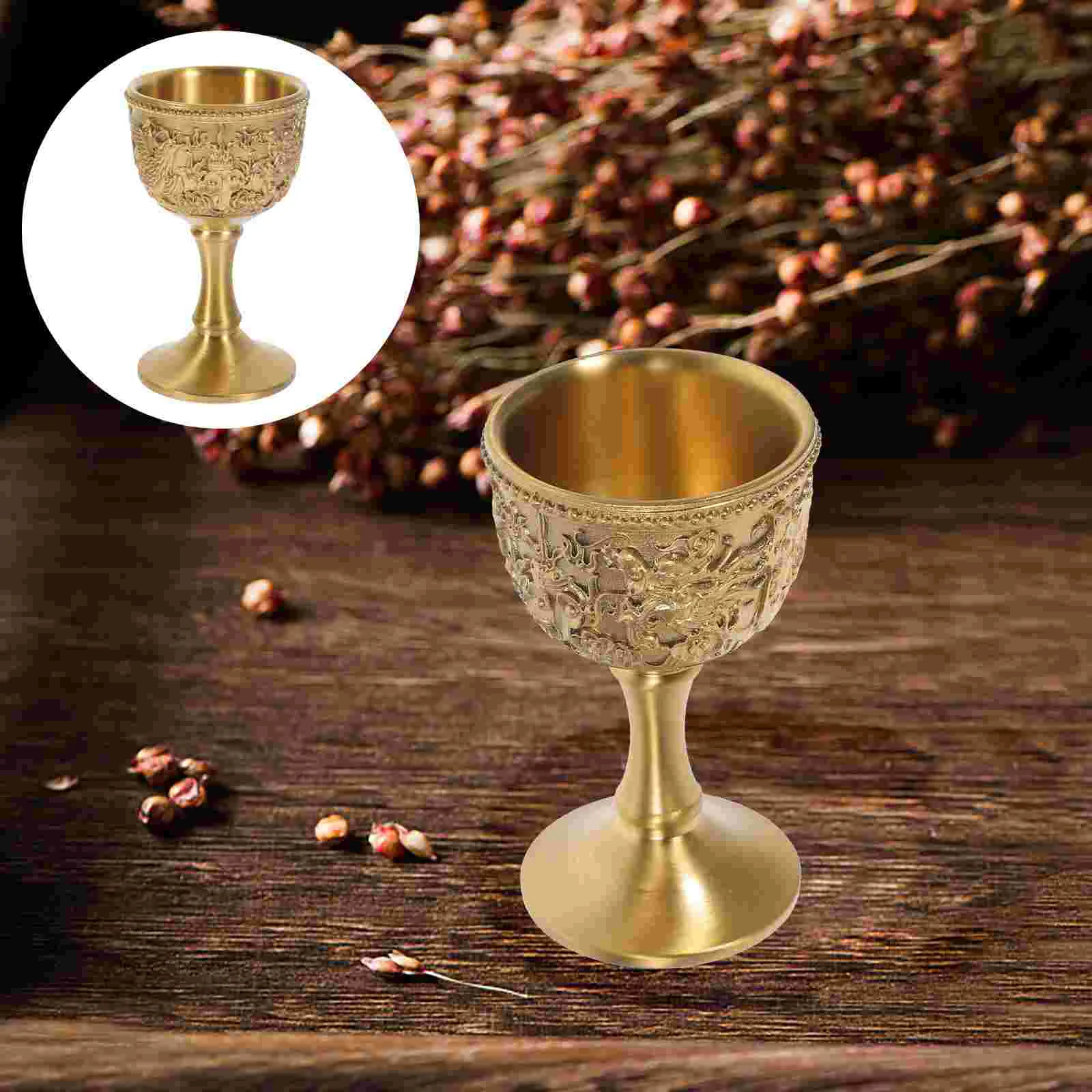 Кубок Ретро Декор Декоративная чашка Аксессуар для вечеринки Золотая латунь