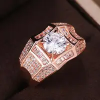 HOYON Exquisite Fashion Jewelry Rose Gold White Gold Ring For Women Diamond Zircon 1 Carat Ladies 925 Sliver Ring Free Shipping