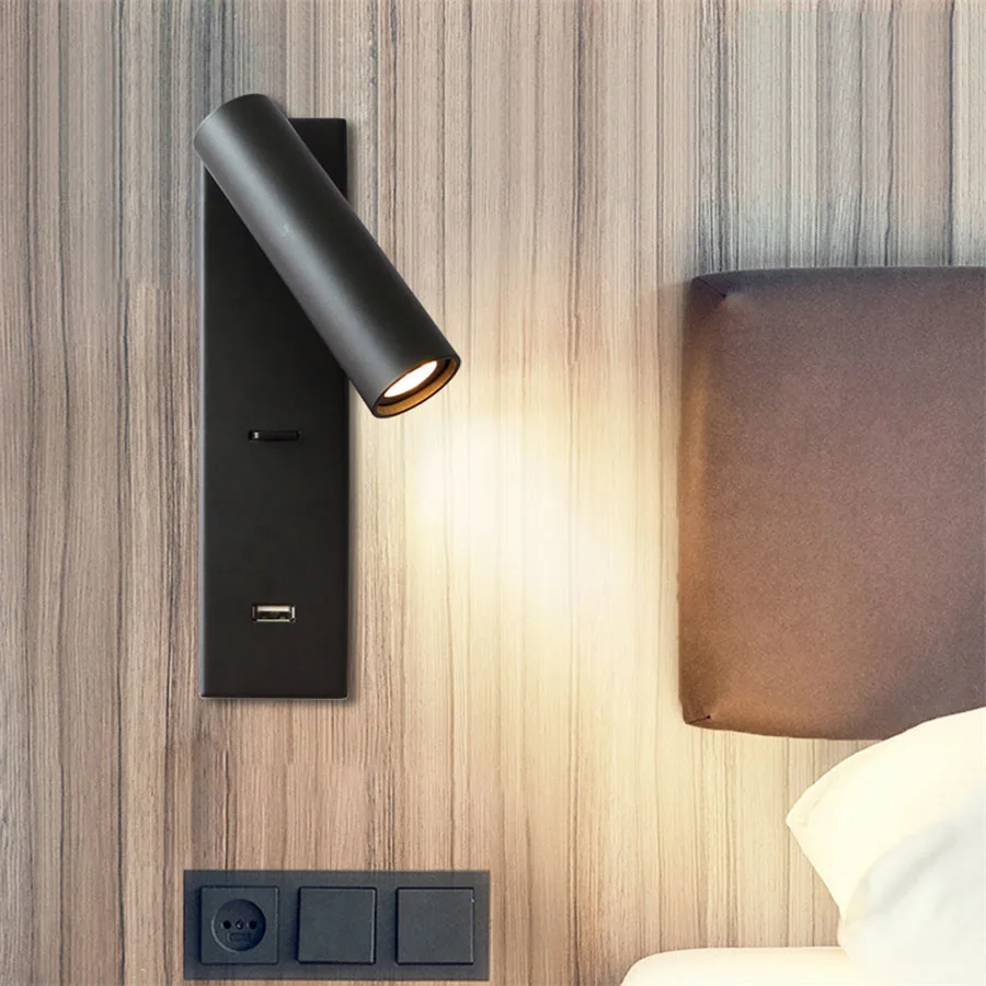 

Креативные регулируемые длинные настенные лампы для чтения с USB зарядным устройством