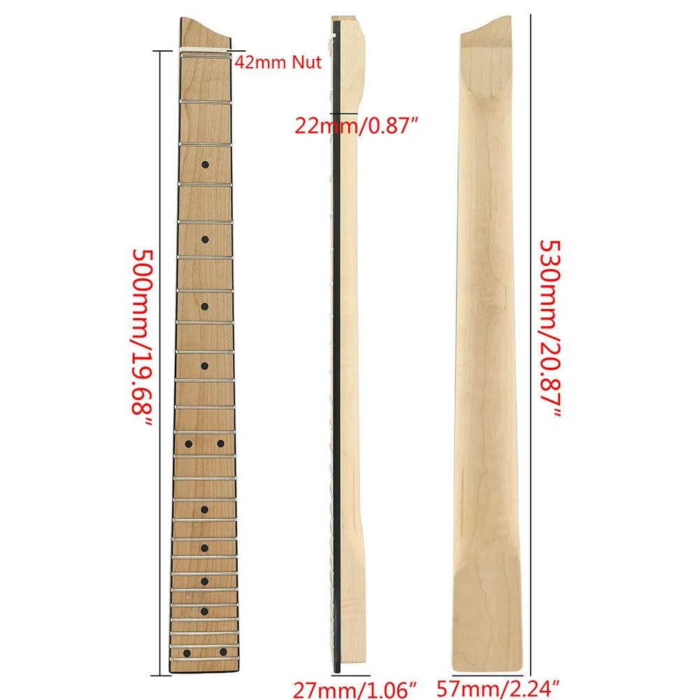 

25 Fret Headless Electric Guitar Neck Replacement For 6 String Travel Guitar High-quality Maple Neck Wenge Fingerboard Inlay Dot