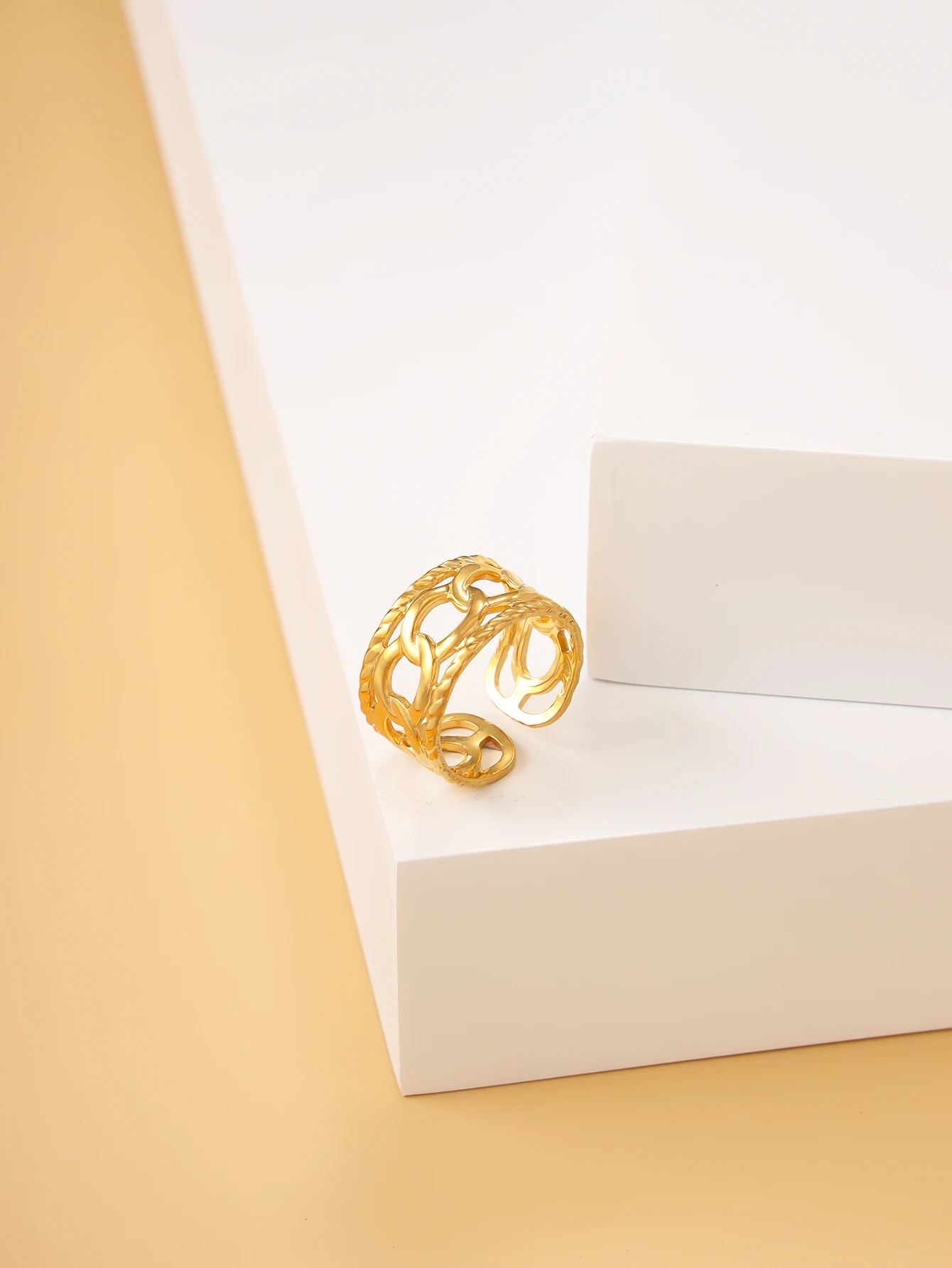 

Женское трехслойное кольцо из 18-каратного золота, характерная цепочка, универсальный браслет-Кольцо из титановой стали с гальваническим покрытием из настоящего золота, на заказ