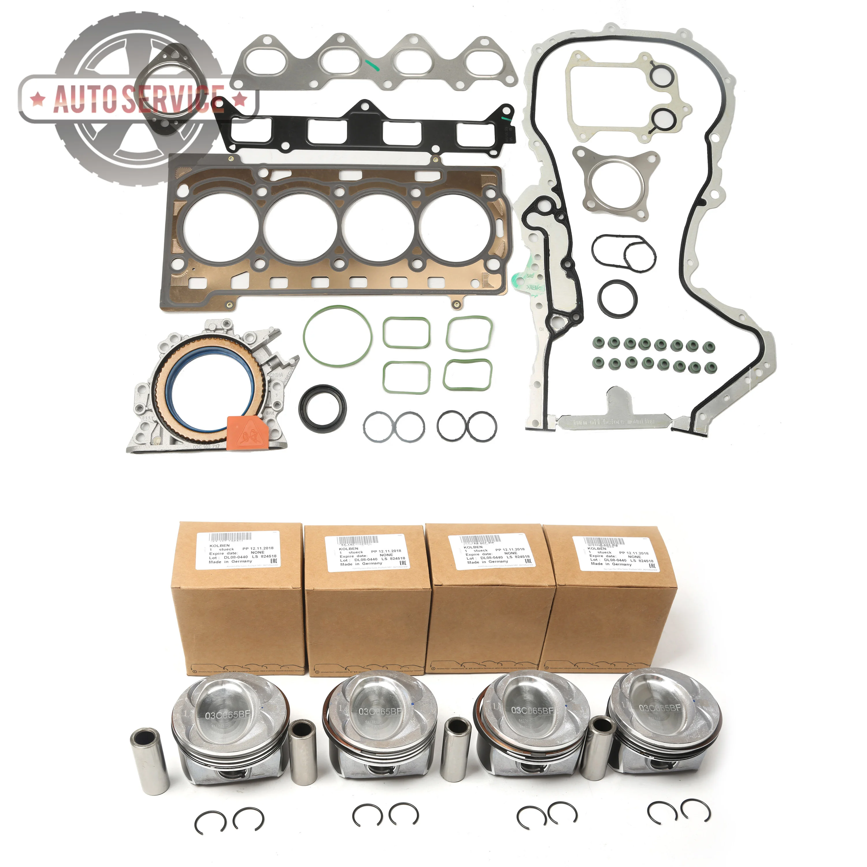 

NEW 03C 198 151 M Piston Sets & Engine Gaskets Seals Repair Kit For Audi A1 VW Golf Jetta MK5 Tiguan Passat 1.4TSI 03C103383AH