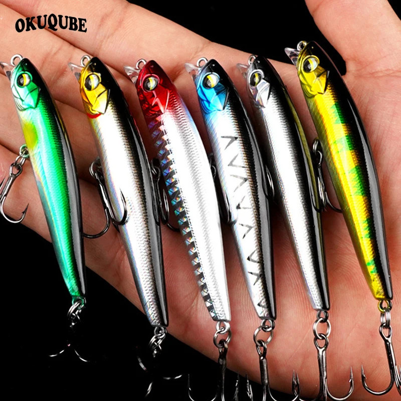 

13.5g 8.5cm Minnow Hard Bait Short Tongue Plate Treble Hook Lifelike Coating Body Sinking Artificial Fishlure For River Fishing