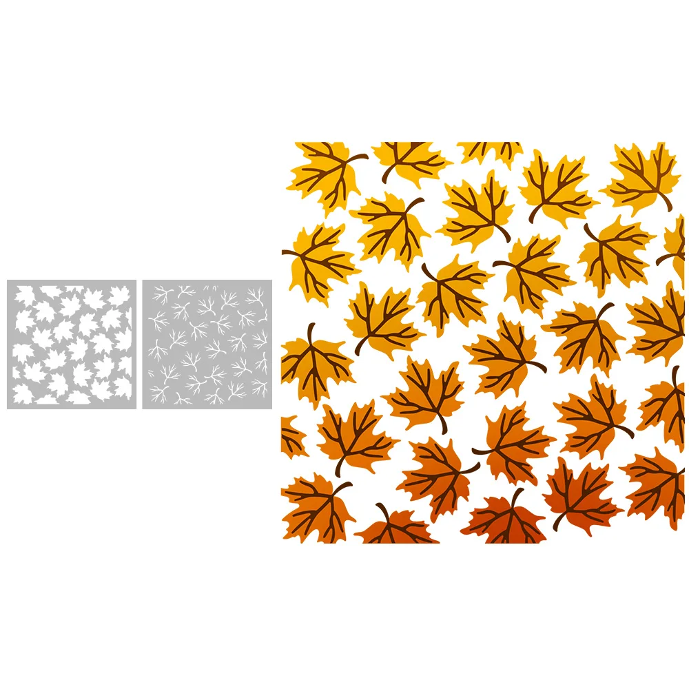 

MangoCraft 2PCs Maple Leaves Plastic Stencil For Decor DIY Scrapbooking Embossing Stencils For Cards Album Crafts Background