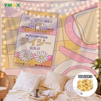 anime pink snacks wall hanging tapestry kawaii dorm room decor aesthetic room decoration accessories teen girls ins tapestries