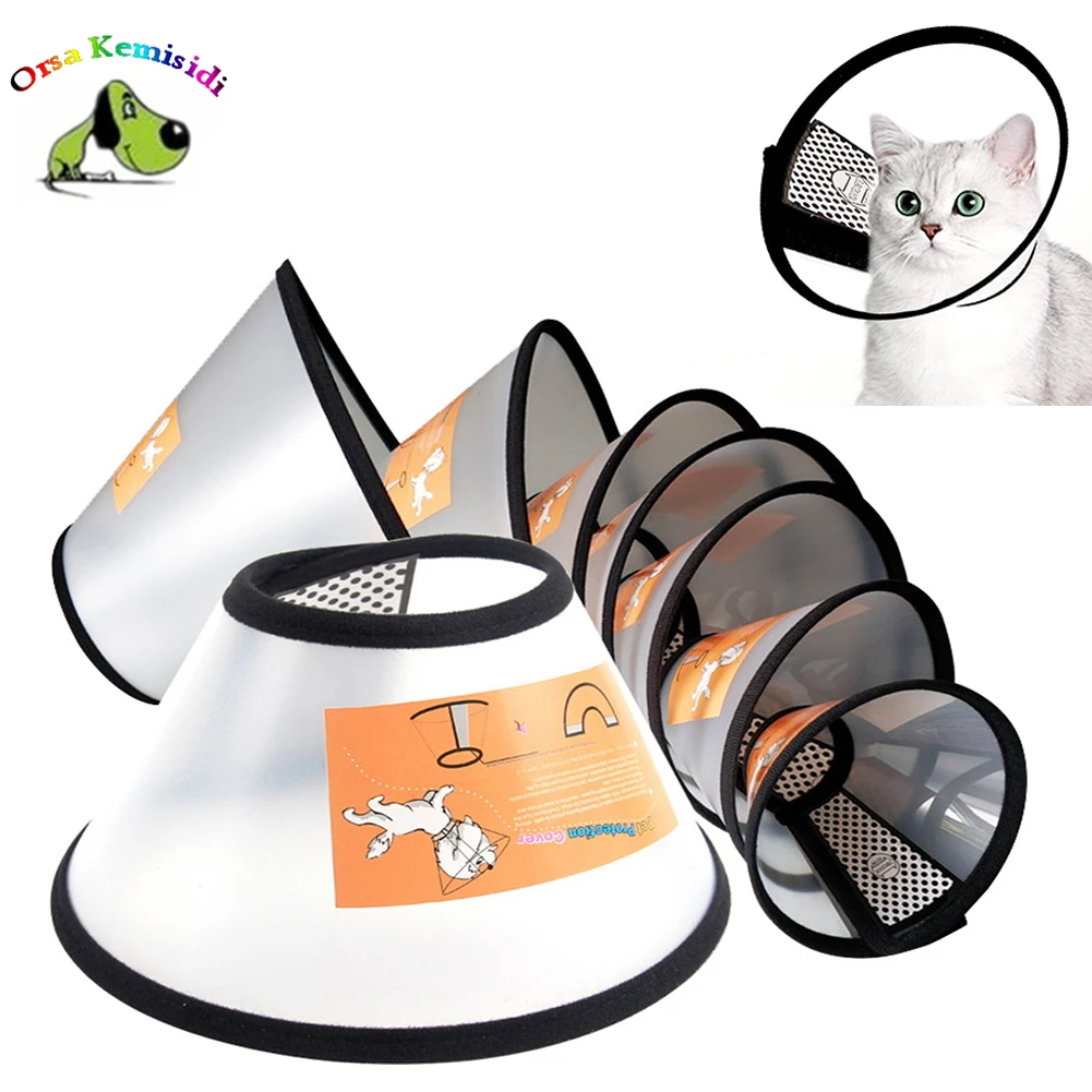 

Pet Protective Collar Transparent Cat Dog Health Training Medical Circle Anti-Bite Lick Wound Healing Neck Recovery Cone Collars
