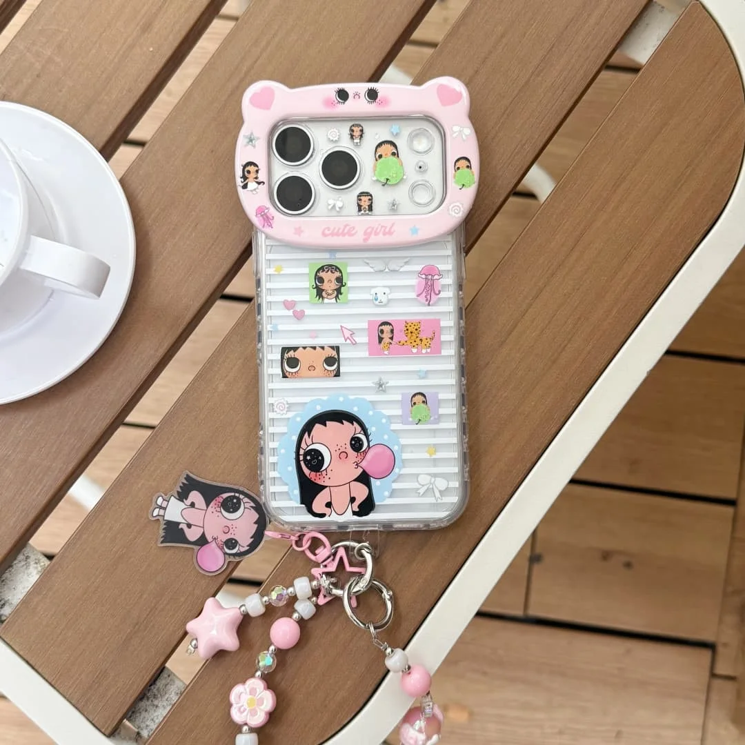 3D-чехол для телефона с мультяшной девочкой для iPhone 16 Pro, 17 Pro Max, 14, 15, 16, 17 с цепочкой, противоударный (art.: 3920da2b2cbe4) - 3920da2b2cbe4