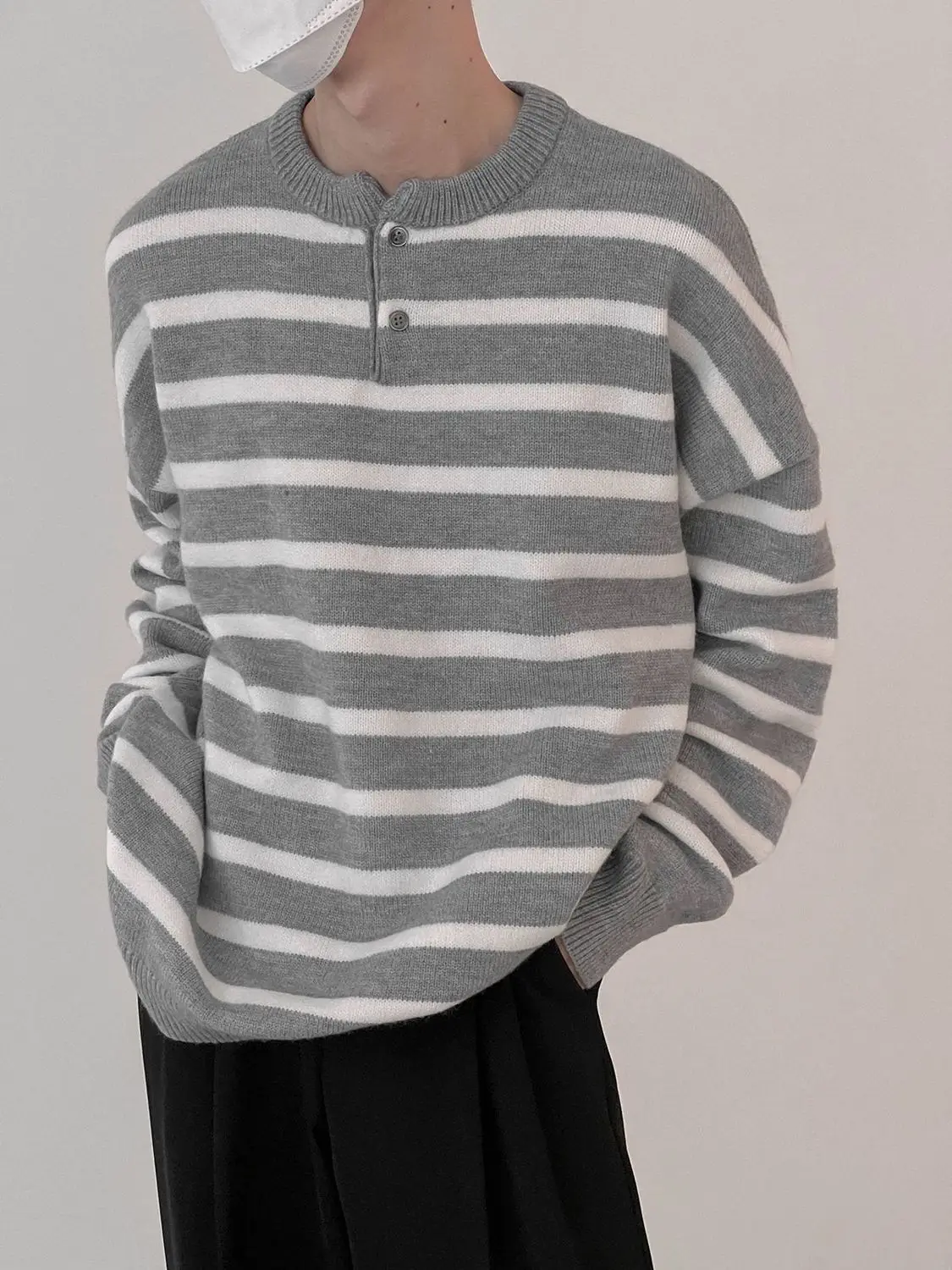 Fashion Spring Autumn Winter Fashion Men's Casual Loose Tess Knitted Pullover Sweater Soft Warm Striped Gentle