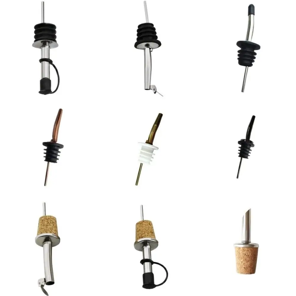 

1Pcs Bottle Stopper Red Wine Pourer with Cap Champagne Oil Bottle Wood Plug Keep Wine Fresh Black Lid Pourers Bar Party Supplies