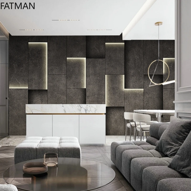 

FATMAN Custom 3d Cement Gray Mural Simple Industrial Style Living Room Decoration Background Wall Cloth Wallpaper Dropship