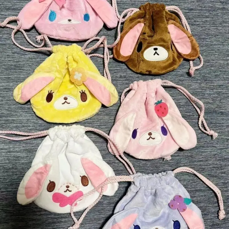 Фото Симпатичная косметичка Kawaii Sugarbunnies в виде кролика, большая вместительная сумка на шнурке, портативная сумка для хранения мелочей и косметики, подарок для друга №2
