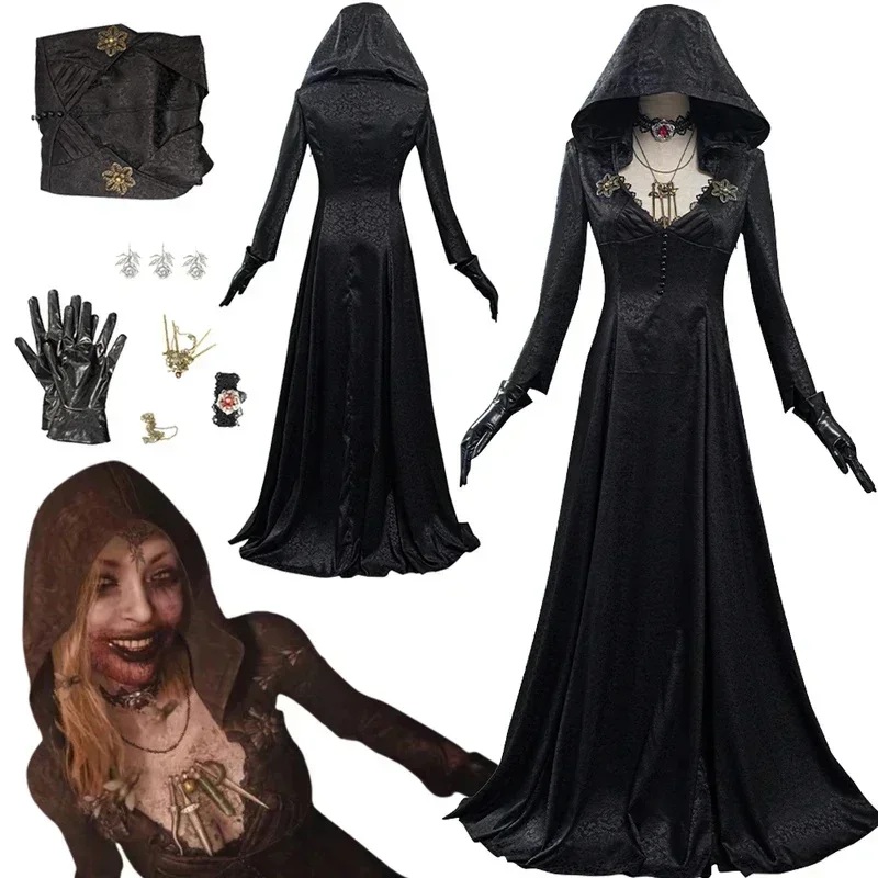 Фото HN8 Resident 4 Remake Village Moth Lady Evil Косплей Фэнтезийный костюм Платье для девочек и взрослых Vampire Lady Dimitrescu Хэллоуин Carn) 4Dc №3