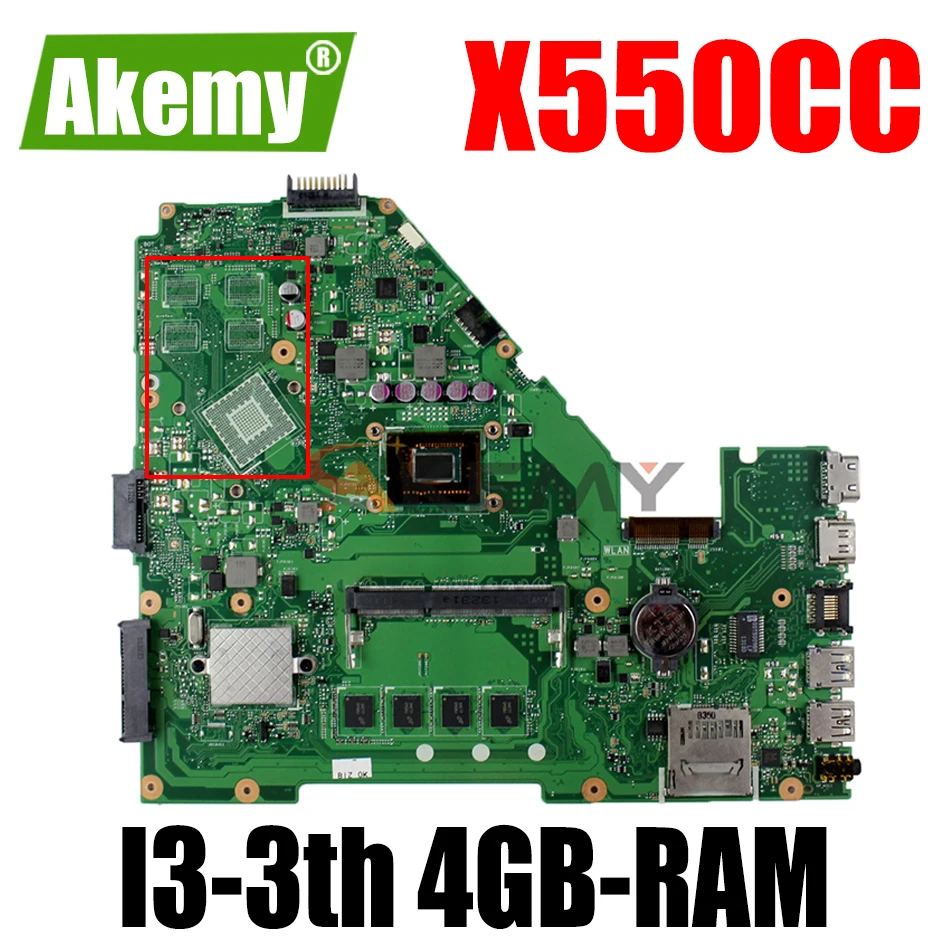 

Akemy X550CC Laptop motherboard for ASUS X550CA X550CL R510C Y581C X550C original mainboard 4GB-RAM I3-3th