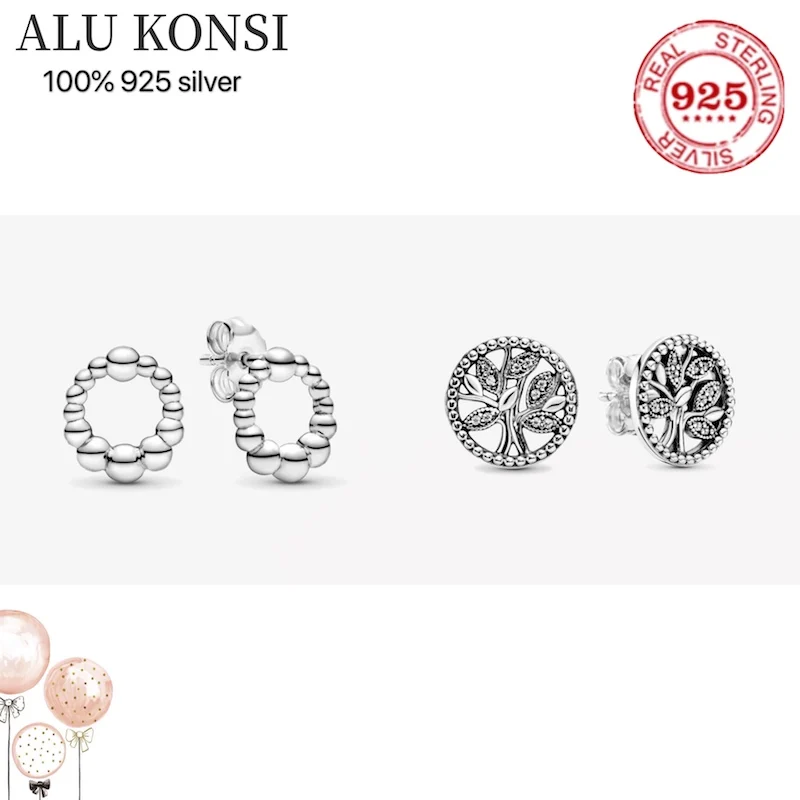 

Fit Original luxury 925 Sterling Silver authentic pan earrings For Women tree shapes high quality fashion Jewelry wedding gift