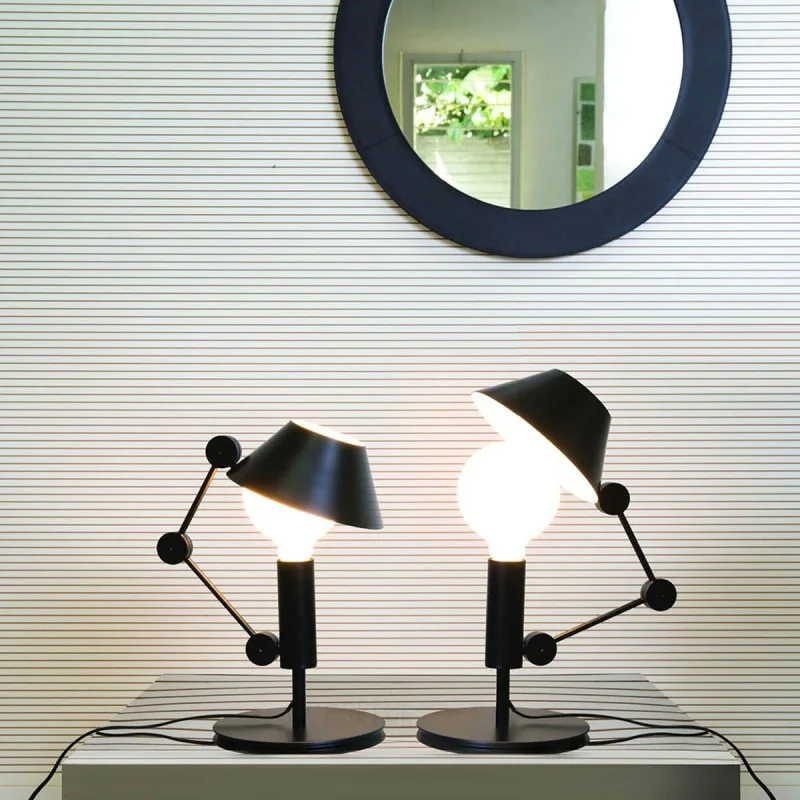 Hat Man LED Desk Lights Black Metal Joint Rotatable Pug Adapter For Parlor Sofa Side Bedroom E27 Bulb Table Lamp