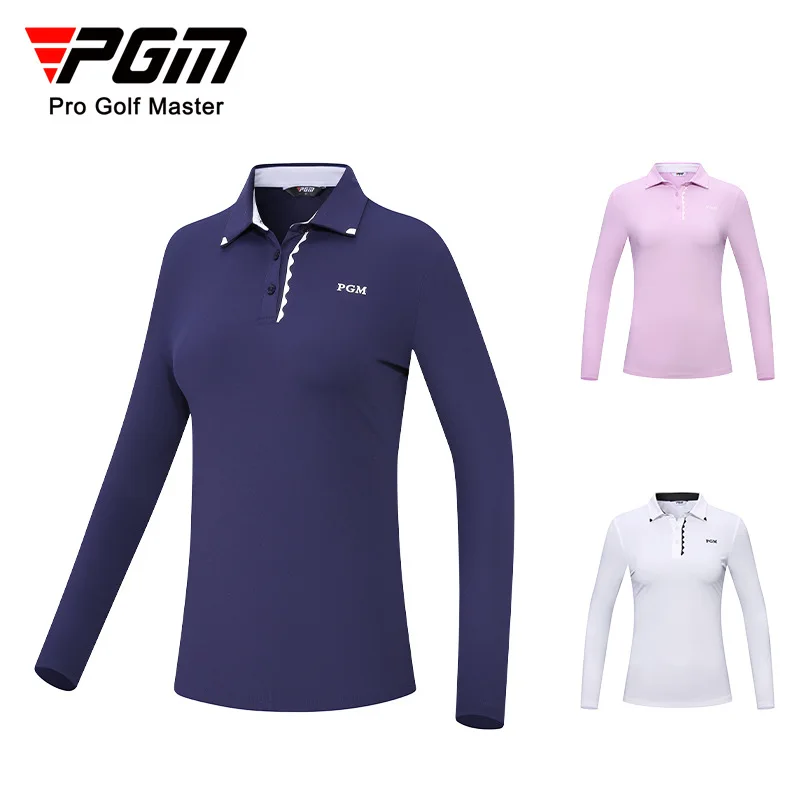 

PGM Golf Women's Long Sleeve T Shirts High Elastic Soft Print Neckline Golf Wear for Woman YF537