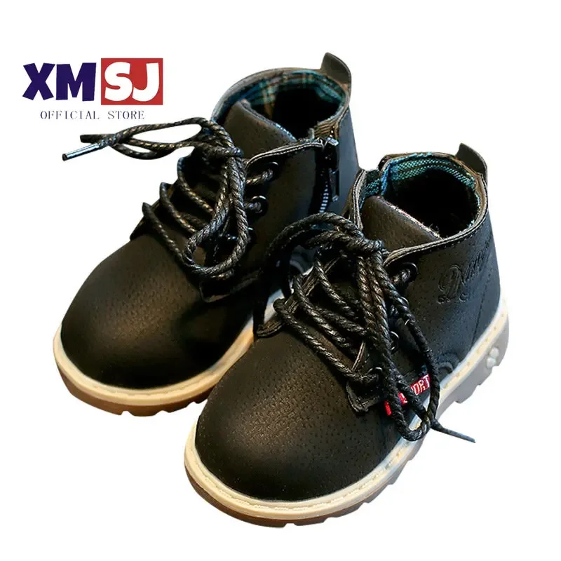 

Fashion Children Ankle boots Autumn Winter Boys Girls shoes PU leather Casual Outdoor boots Kids Baby Flat shoes