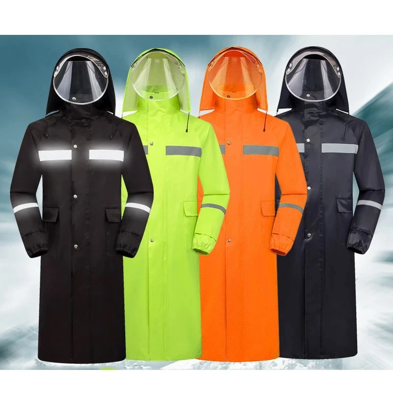 

Men's Long Motorcycle Raincoat Thickened Double-layer Full Body Anti-storm Poncho Fashion Long-distance Riding Outdoor Hiking
