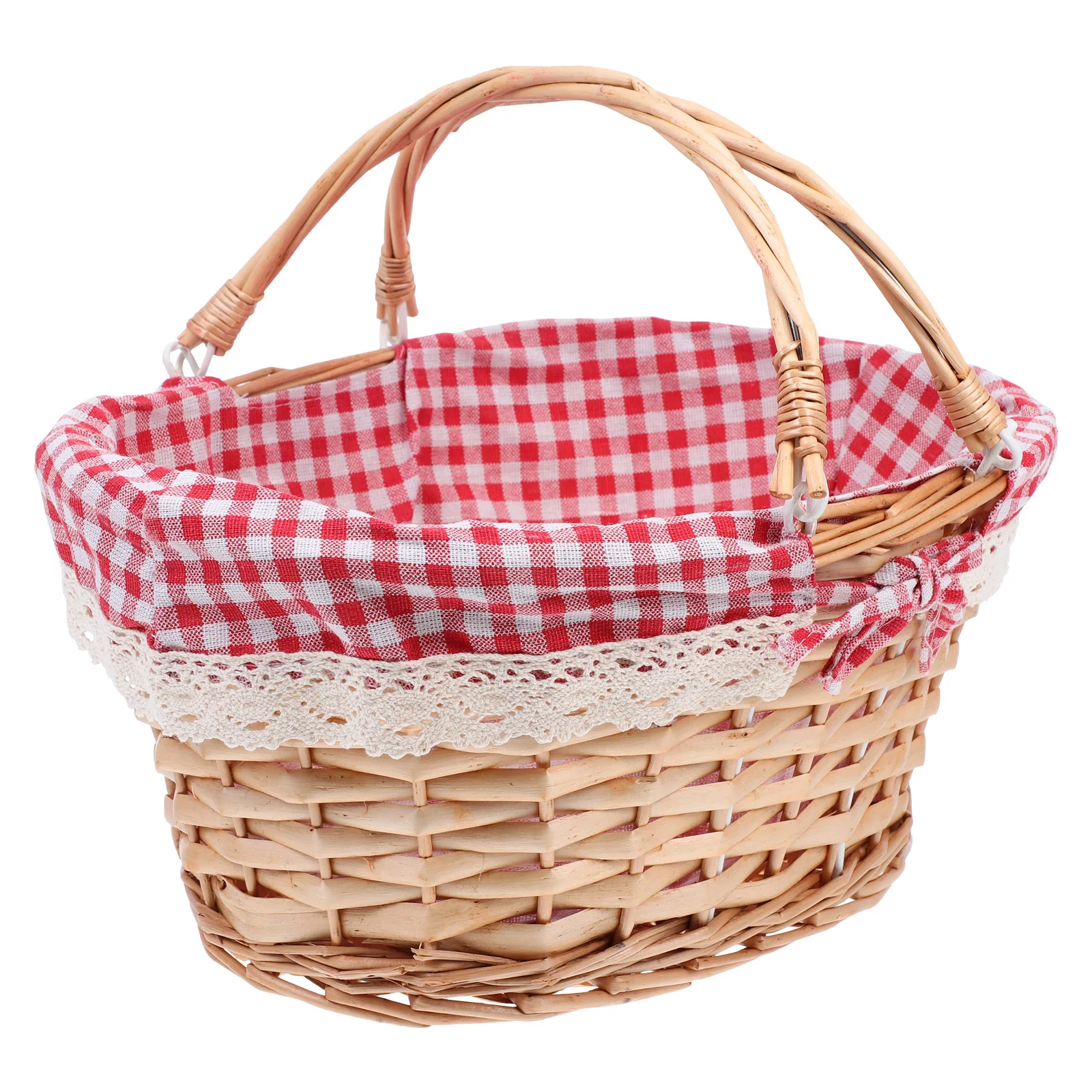 

Basket Picnic Wicker Wovenhandle Flower Storage Baskets Rattan Willowhamper Gift Decorative Easter Organizer Red Handheld Bread