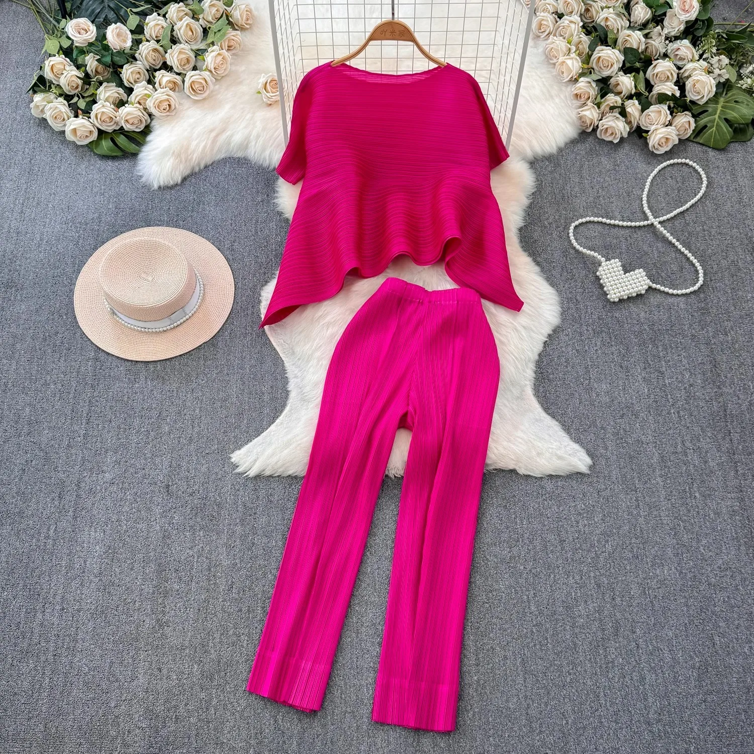 Женский комплект из 2 предметов плиссированный Свободный Повседневный Топ с