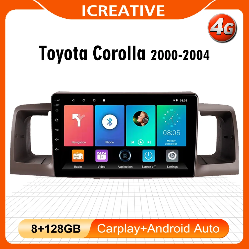 

Android 4G Carplay для Toyota Corolla E130 E120 2000-2004 2 din Автомобильный Радио мультимедийный плеер Wifi навигация GPS Авторадио