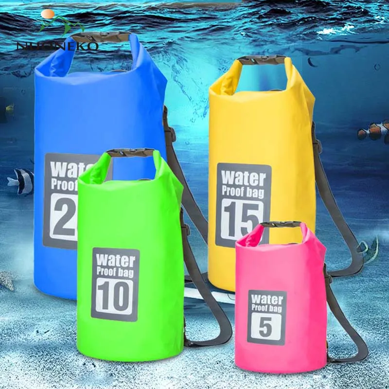 

NUONEKO Trekking Waterproof Backpack PVC Bag Outdoor Camping Rafting Tourism Diving Lightweight Bucket Bag Beach Backpack BAG14