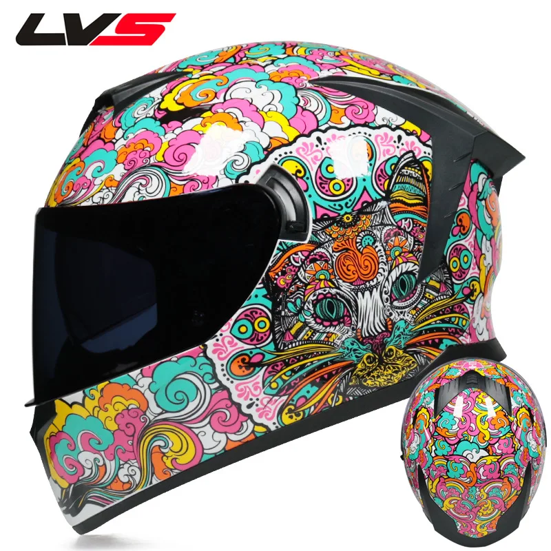 LVS new electric vehicle helmet men's and women's full helmet double lens electric motor car Bluetooth helmet four seasons enlarge