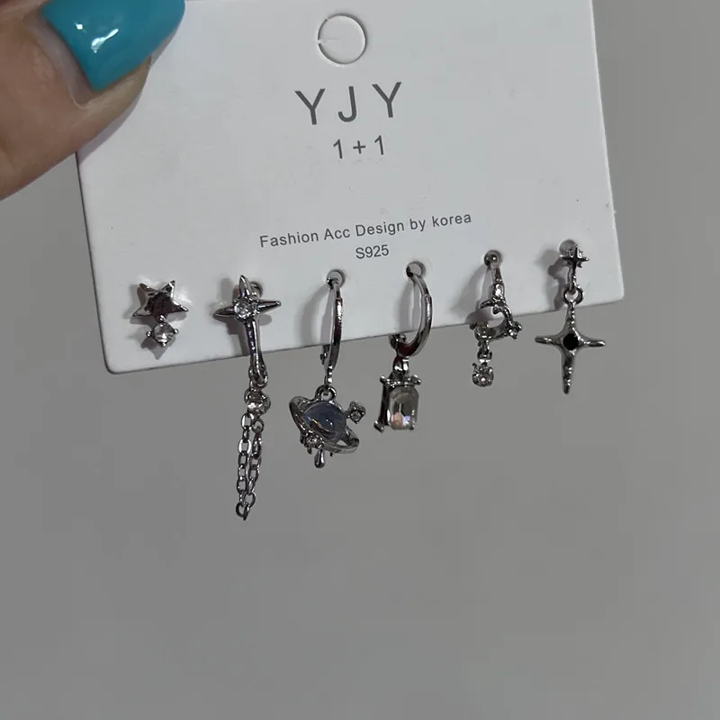 6 шт./комплект серьги-подвески в виде звезд