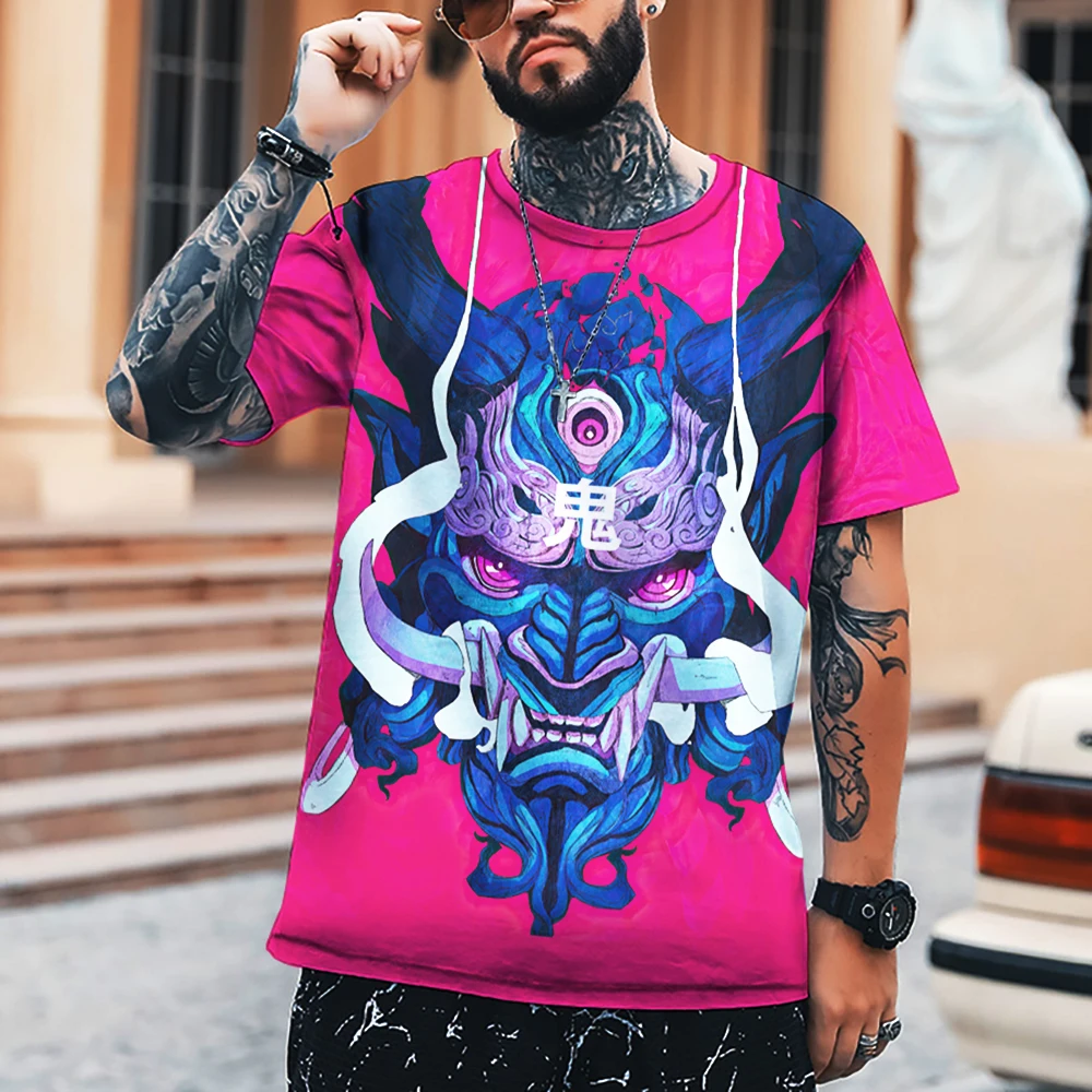 

2022 New 3D Men T-Shirt Devil Female Samurai Mask Style Design T Shirt Ghost Face Summer Comfortable Breathable Hot Sale Tops