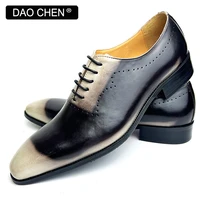 luxury brand men oxford shoes mixed colors lace up pointed toe fashion men dress shoes wedding party real leather shoes for men