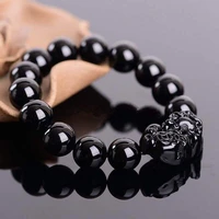 imitation obsidian stone beads bracelet unisex crystal pixiu beaded bracelet for women and men lucky wealth jewelry friends gift