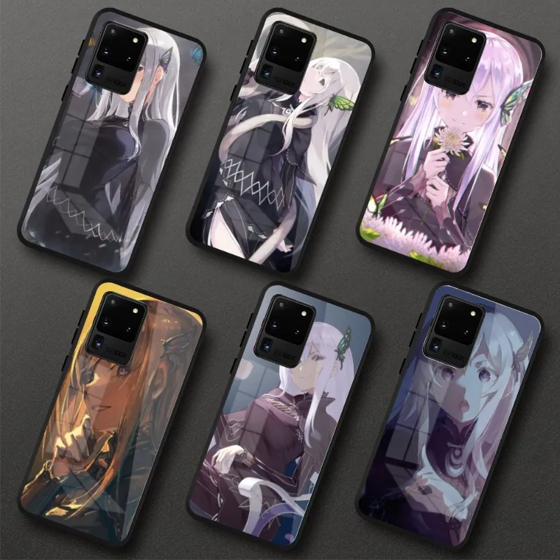 

Манга Echidna ReZero чехол для телефона для Samung S23 S22 S21 Pro Ultra A13 A33 A53 NOTE 20 черные поликарбонатные стеклянные Чехлы Чехол