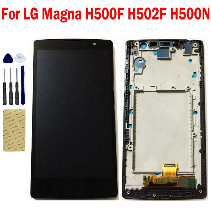 For LG Magna H500F H502F H500N Y90 H500R H500 LCD Display Monitor Matrix with Touch Screen Digitizer Sensor Glass Assembly Frame