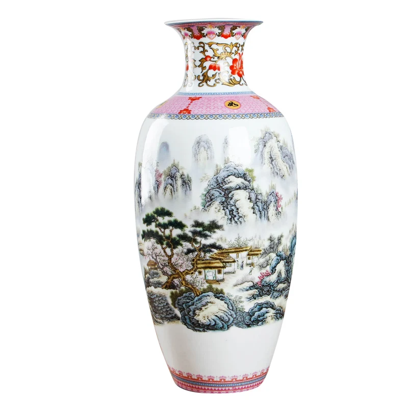 

Antique Jingdezhen Vintage Eggshell Ceramic Vase Desk Accessories Crafts Pink Flower Traditional Porcelain Chinese Vase