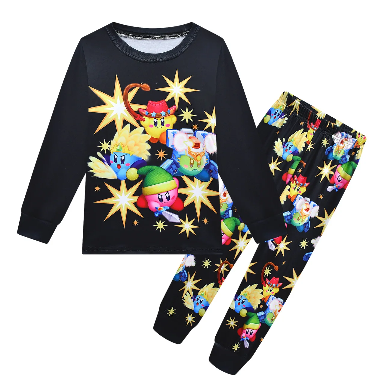Пижамный комплект для девочек и мальчиков одежда сна с длинным мультяшным