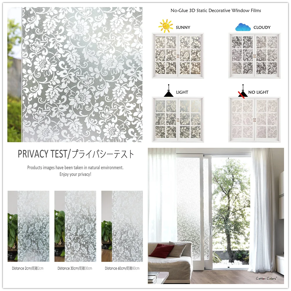 Матовая декоративная оконная пленка для конфиденциальности статическая липкая