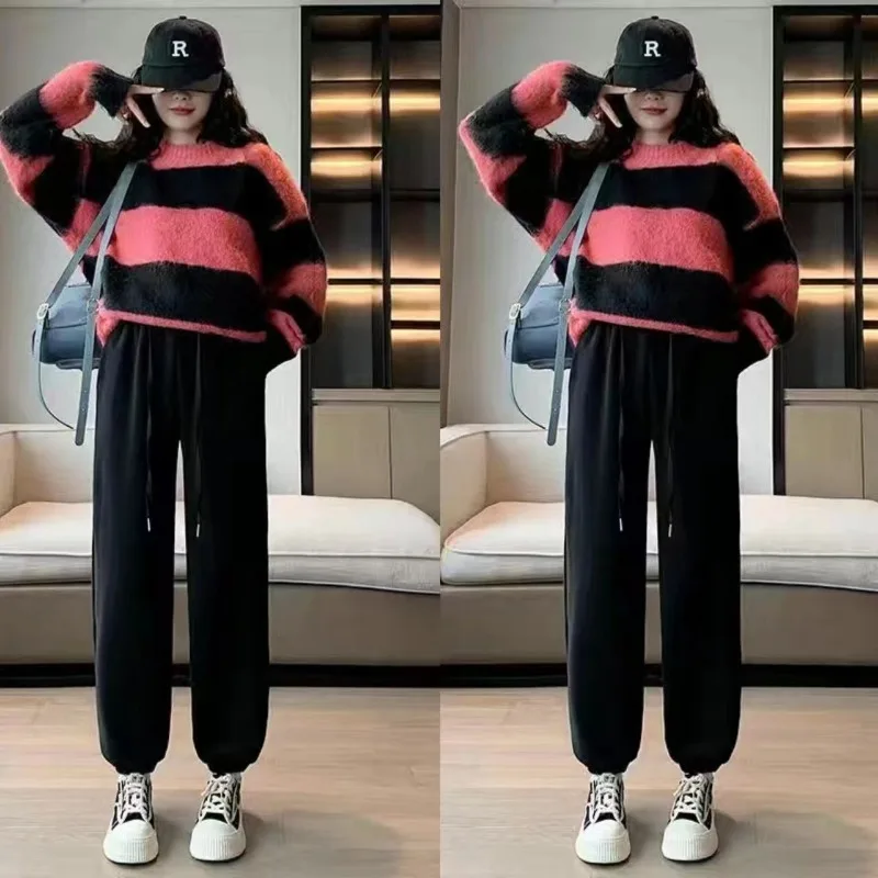 Женские однотонные спортивные брюки с высокой талией