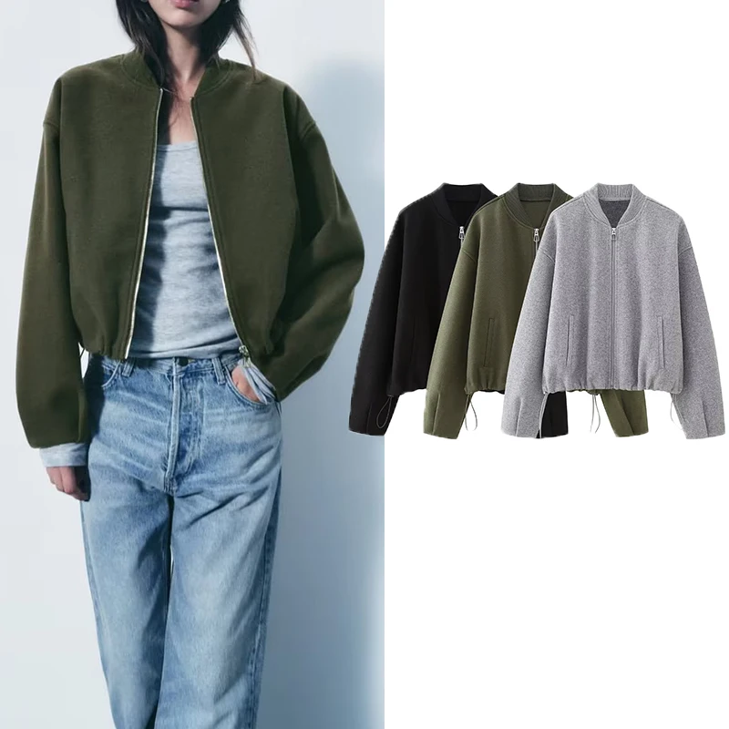 

Женская Осенняя куртка, новинка 2023, шикарная Свободная куртка-бомбер на молнии, Модная элегантная Молодежная Женская куртка-Джокер, уличная теплая верхняя одежда