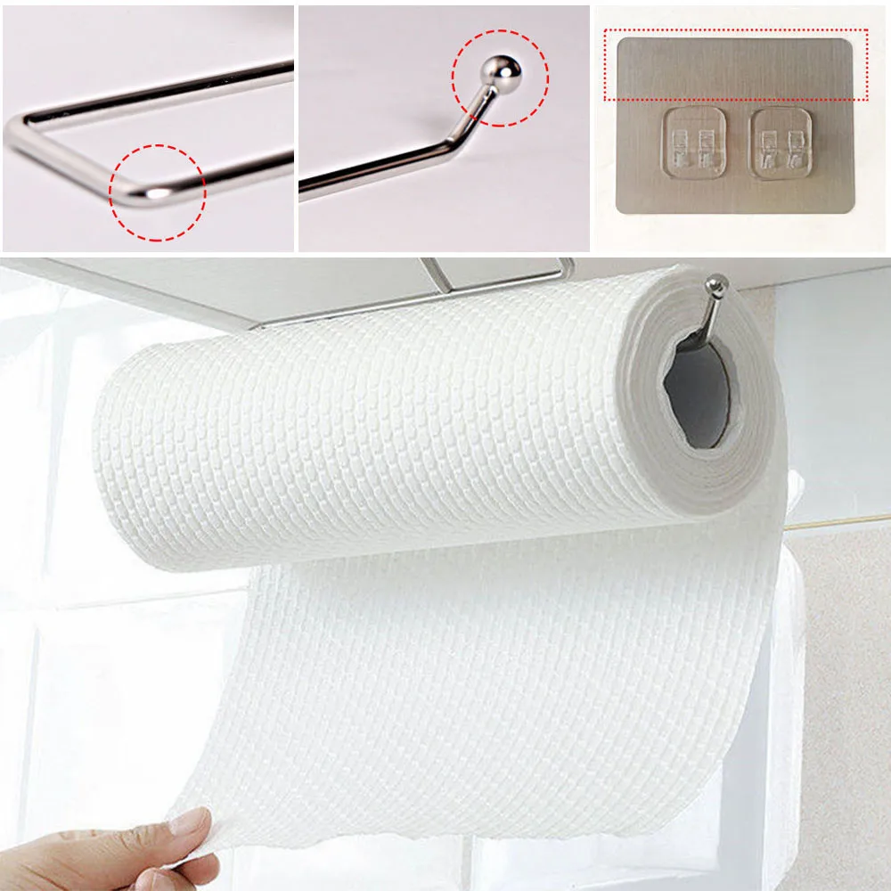

Non Punching Roll Paper Hook Stainless Steel Toilet Pape Storage Rack Portable Multipurpose Towel Holder Rack Paper Stand Rack