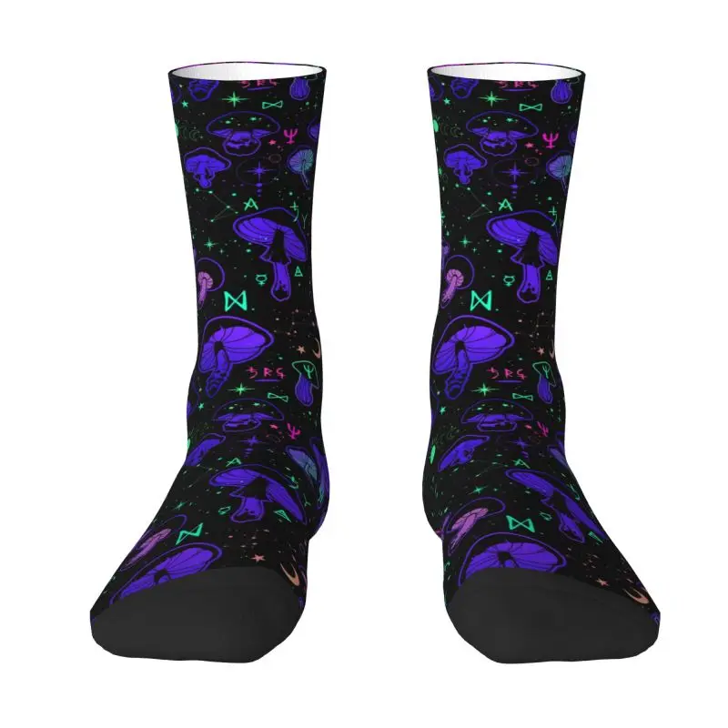 

Fun Men's Psychedelic Magic Mushrooms Symbols Boho Dress Socks Unisex Breathbale Warm 3D Print Crew Socks