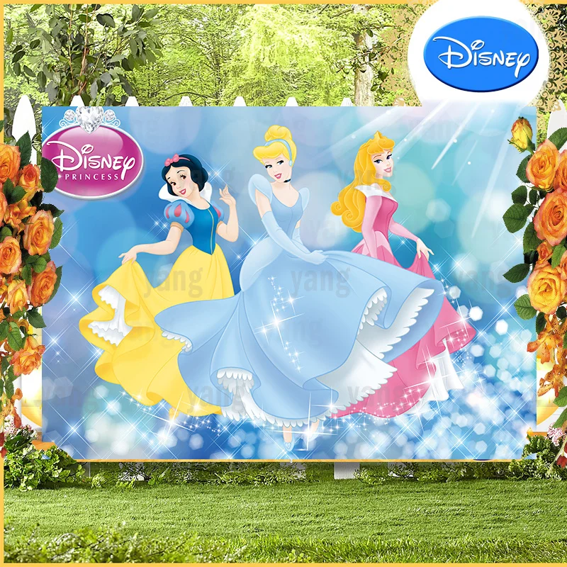 

Disney Cinderella Snow White Sleeping Beauty Castle Princess Backdrop Girls Birthday Party Custom Background Banner Baby Shower