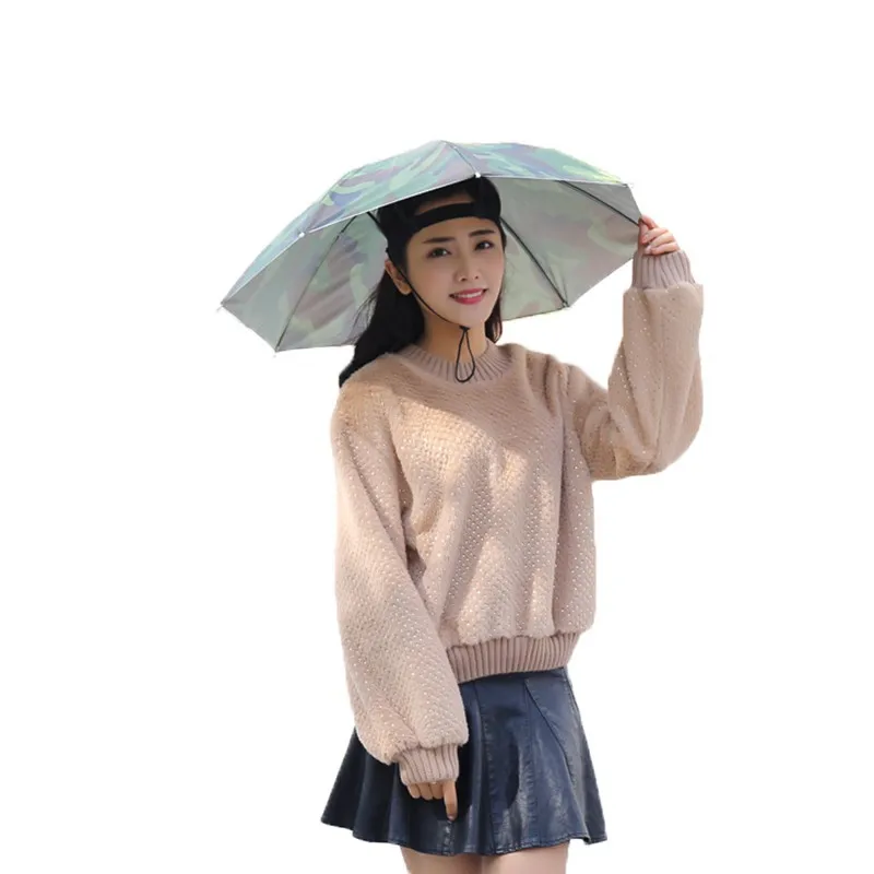 

Portable Rain Hat Outdoor Folding Umbrella Fishing Sun Shade Anti-UV Camping Fishing Headwear Cap Beach Head Hats Accessory