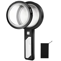 lighted magnifying glass with light for reading 6x 9x 15x magnifications integrated into 6 led and 2 purple light beads