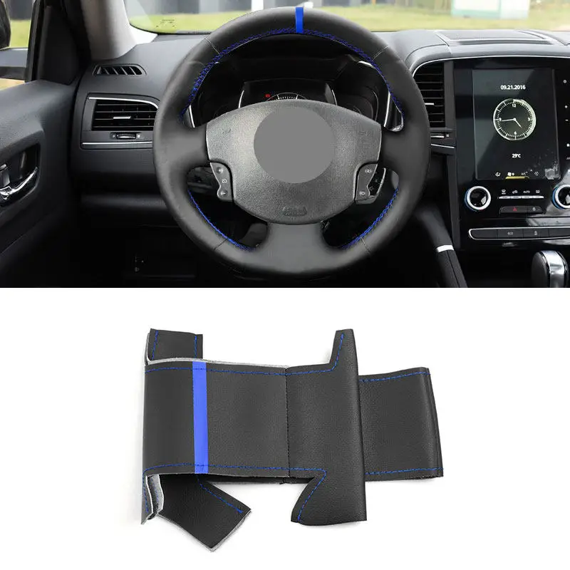 Для Renault Megane 2 2003-2008 Kangoo 2008 Scenic 2003-2009 автомобильный чехол на руль кожаная отделка из