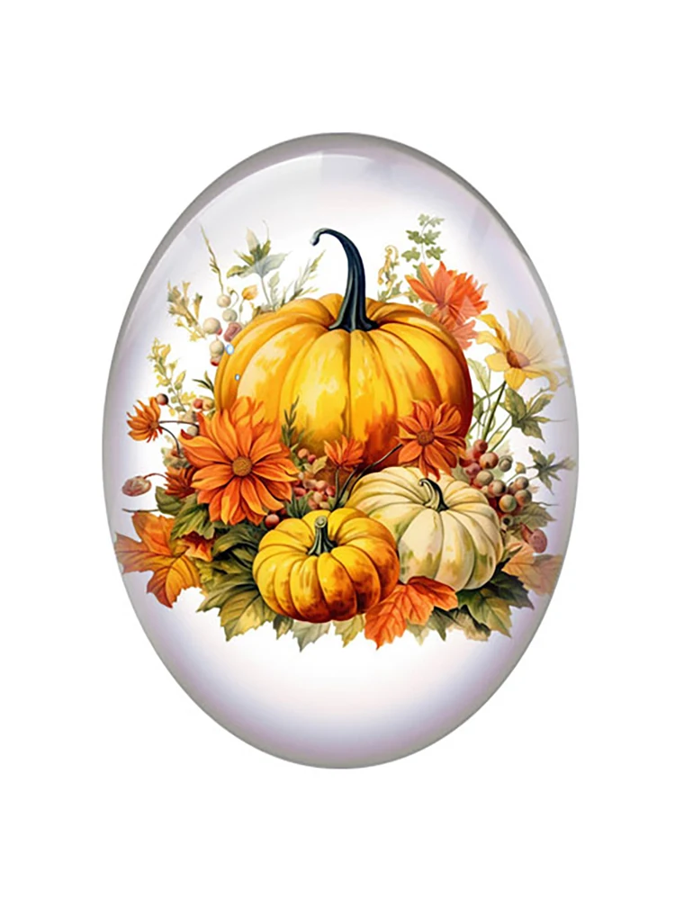 10 шт./лот осень День благодарения Тыква Цветок Овальный фото стекло кабошон с