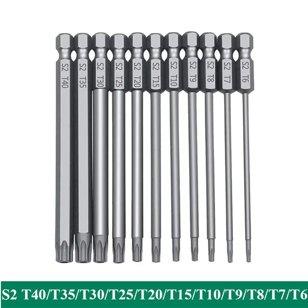 

11Pcs 1/4" Hex Bits Driver Tamper Proof Security Drill Quality Torx Set Flat Head Bit High Screwdriver 75/100mm F1FC Magnet Z0X8