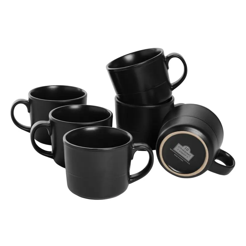 

Line 3.75"/12 fl oz Stoneware Mug, Set of 6, Matte Black