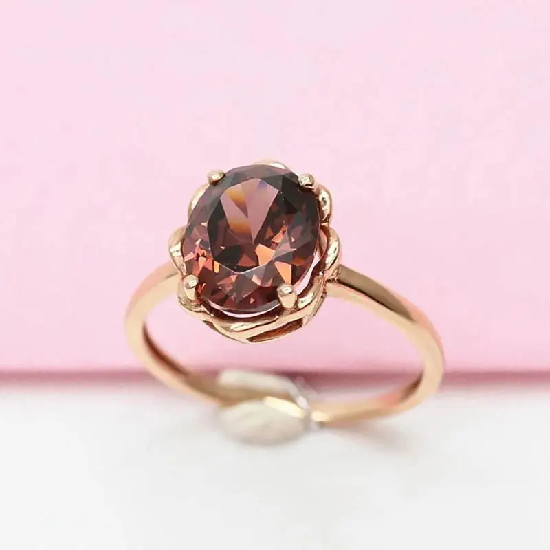 

Russia 585 Purple Gold Suit Women's Fashion Simple Coupling Color Zircon Ring Plated 14K Rose Gold