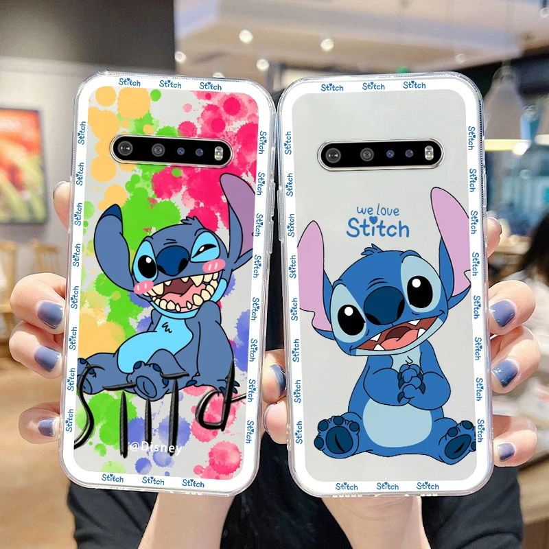 Чехол для телефона Ститч Дисней с границей для Google Pixel 7 6 Pro 6A 5A 5 LG K92 K42 K22 K71 K61 K51 K41S G8 прозрачный