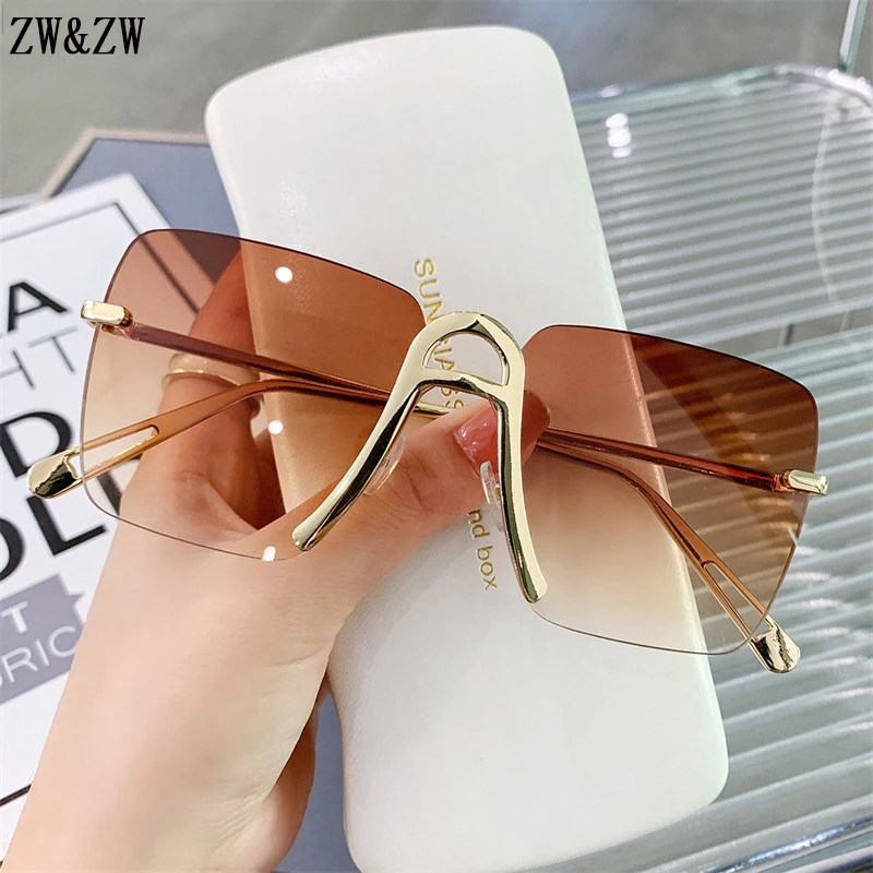 

Rimless Square Sunglasses Women 2023 Oculos Vintage Fashion Glasses Okulary Przeciwsloneczne Damskie Gafas De Sol Lunette Trendy